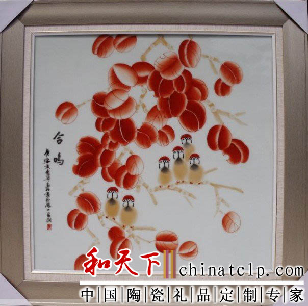 供應(yīng)景德鎮(zhèn)瓷板畫 客廳裝飾大型墻壁掛畫 定做青花手繪陶瓷瓷板畫 客廳裝飾手繪瓷板畫廠家直銷