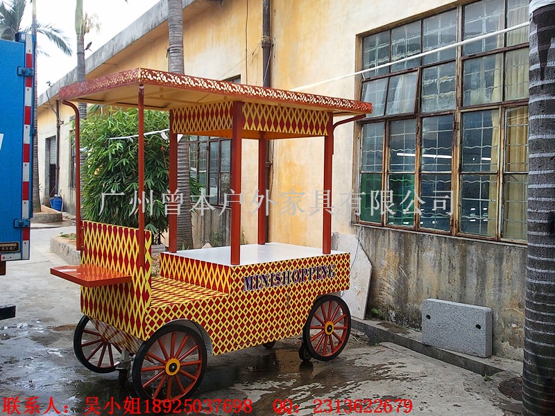 定制 廠家直銷防腐木售貨車 防腐木售貨車 可移動(dòng)售貨亭 奶茶車