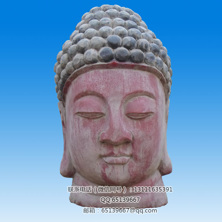 仿古木雕彩繪佛像 佛頭 觀音 木枕