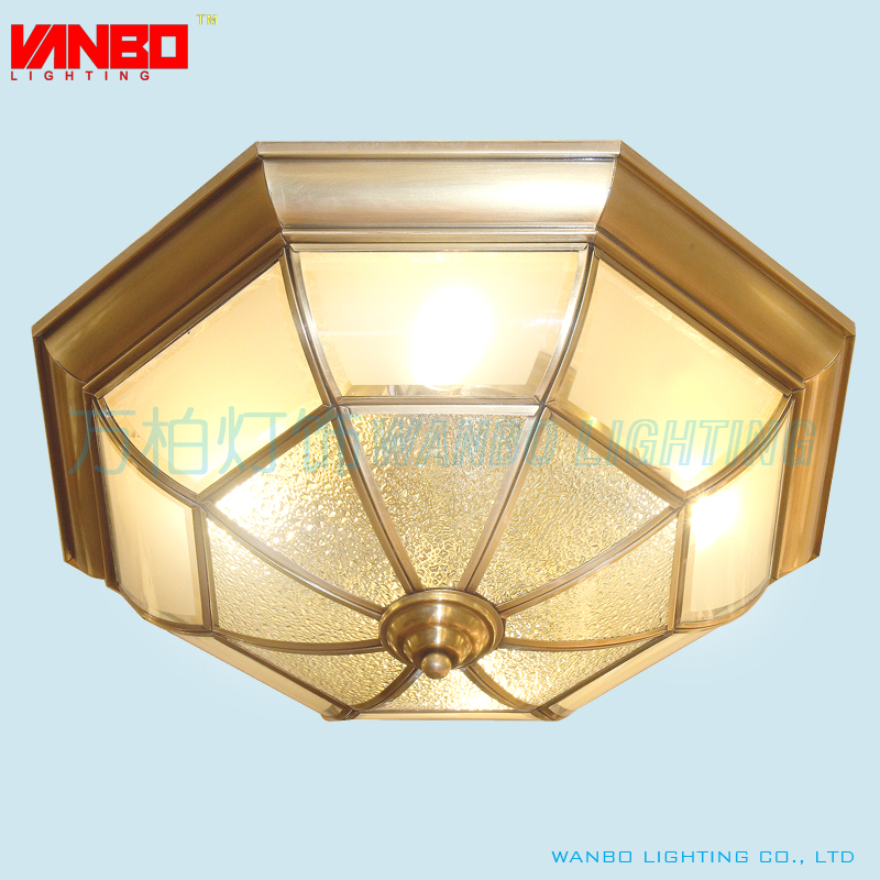 歐式全銅吸頂燈陽臺走廊過道燈具 大廳客廳銅燈 簡約臥室燈具 中山古鎮(zhèn)燈飾