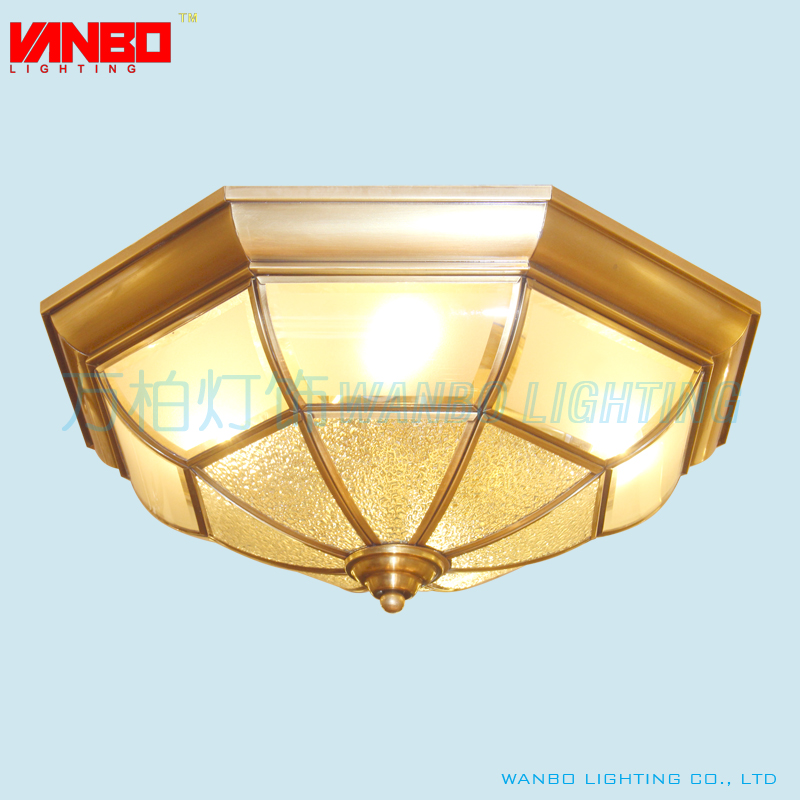 歐式全銅吸頂燈陽臺走廊過道燈具 大廳客廳銅燈 簡約臥室燈具 中山古鎮(zhèn)燈飾