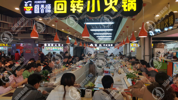 青島城陽利群喜洋洋旋轉小火鍋設備，海譽廠家直銷，上門安裝