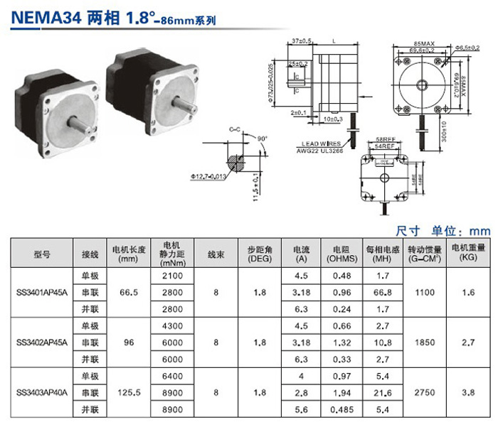 供應(yīng)86mmAP系列二相步進(jìn)電機 力矩2.1N.m-8.9N.m