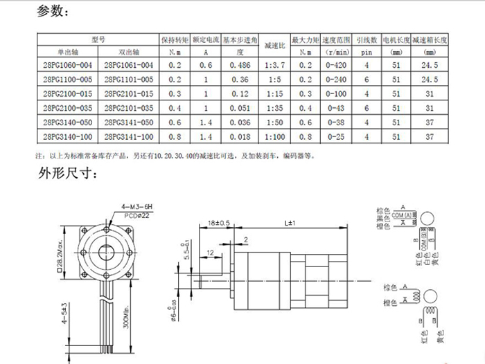 28PG系列行星減速箱步進(jìn)電機2相減速步進(jìn)馬達(dá)高精度低噪聲