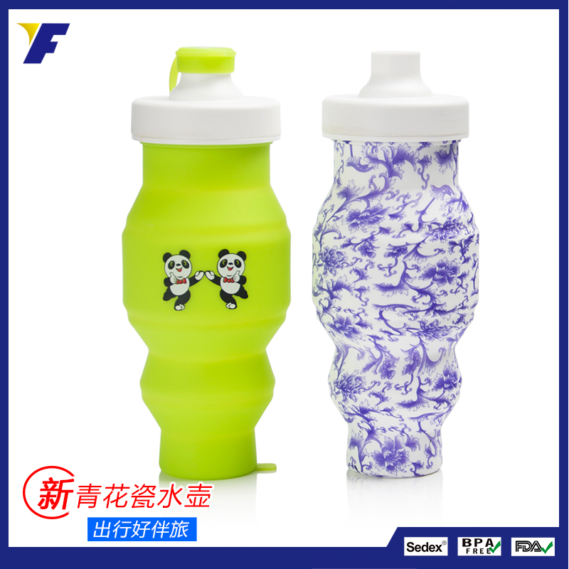 2016新款卡通兒童水杯創(chuàng)意學(xué)生運(yùn)動(dòng)水壺時(shí)尚硅膠折疊水杯定制logo