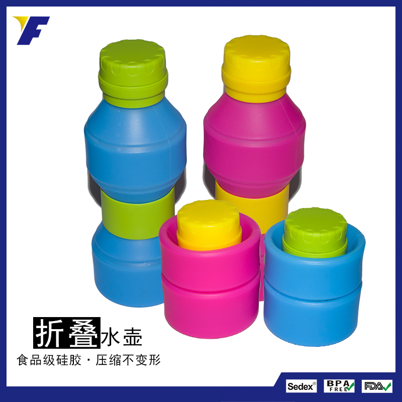 糖果色促銷禮品水杯創(chuàng)意硅膠折疊水杯530ml戶外運(yùn)動(dòng)便攜伸縮水杯 硅膠折疊水壺