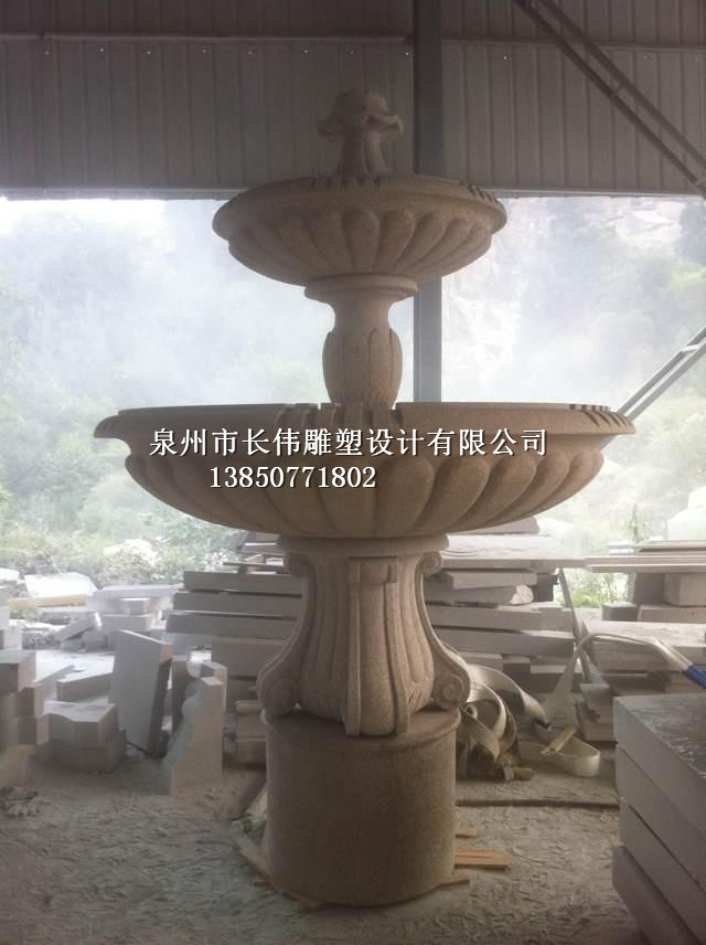 福建水缽雕刻花崗巖景觀水缽廠家園林流水擺件 埃及米黃水缽訂制加工