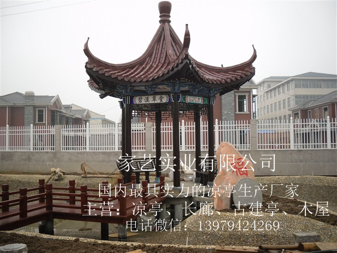 安徽徽派涼亭長廊純手工彩繪古建亭廊木結(jié)構(gòu)古建筑長廊涼亭安裝施工