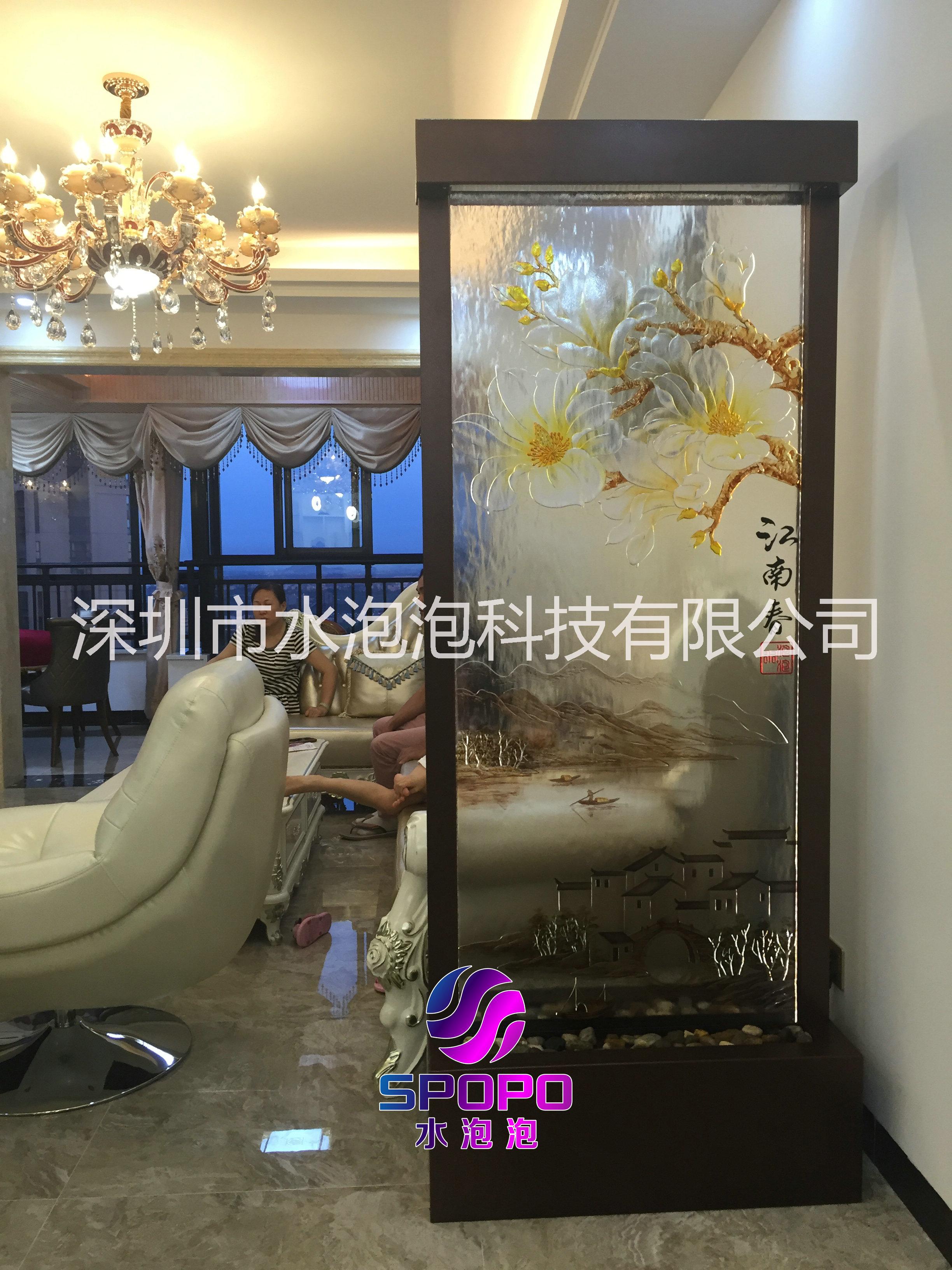 精致水泡泡江南春藝術(shù)水幕屏風(fēng)L3-1浮雕玻璃流水墻水幕墻玄關(guān)*屏風(fēng)