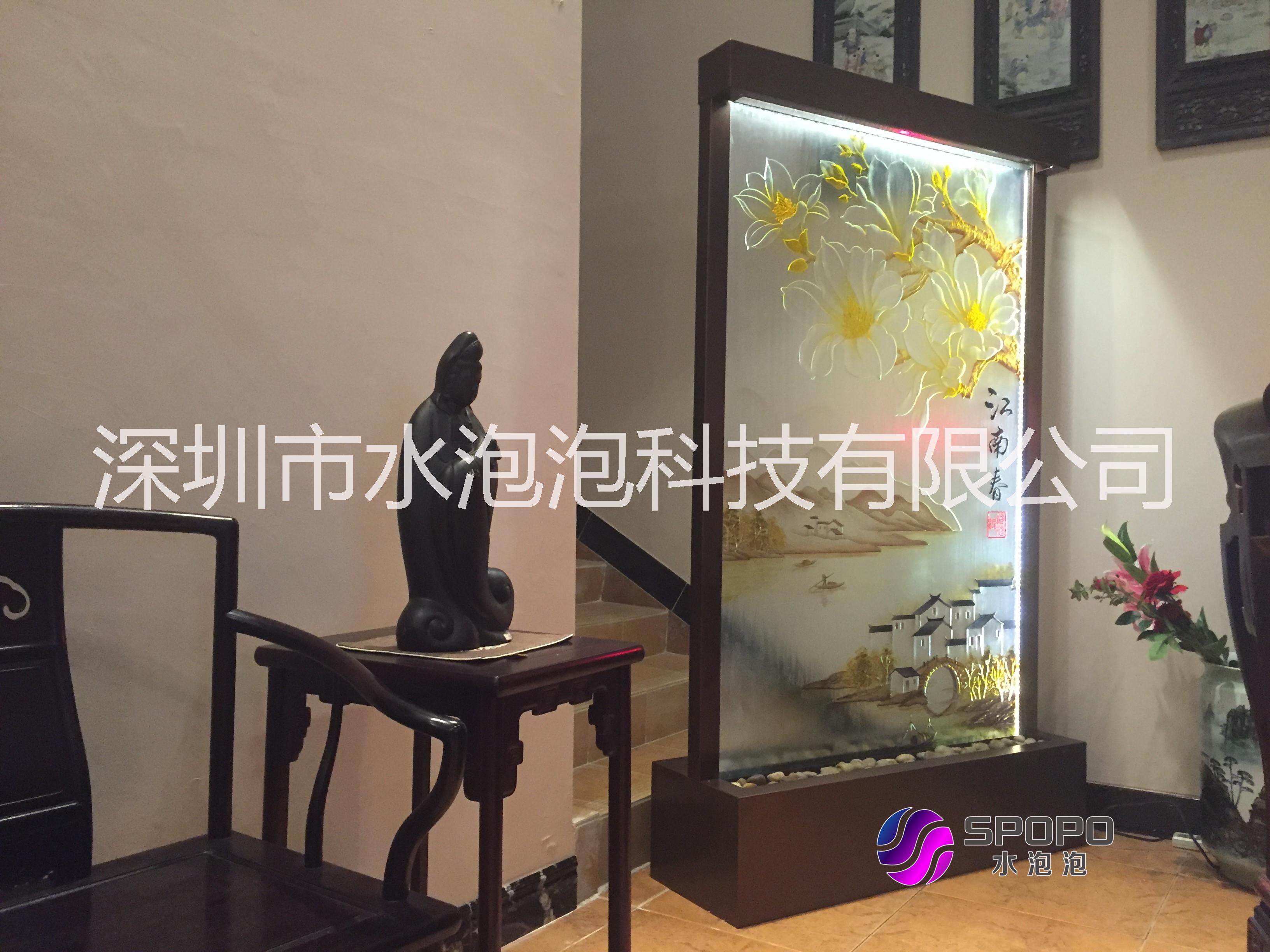 精致水泡泡江南春藝術(shù)水幕屏風(fēng)L3-1浮雕玻璃流水墻水幕墻玄關(guān)*屏風(fēng)