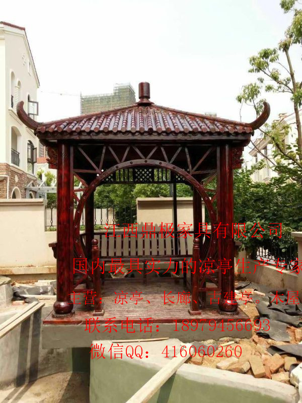 供應(yīng)重檐涼亭/川枋榫卯結(jié)構(gòu)/實(shí)木防腐木炭化仿古四角重檐涼亭 江西涼亭 仿古涼亭 碳化木涼亭