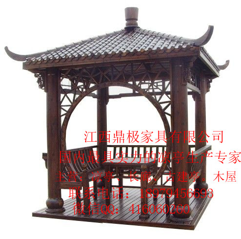 供應(yīng)重檐涼亭/川枋榫卯結(jié)構(gòu)/實(shí)木防腐木炭化仿古四角重檐涼亭 江西涼亭 仿古涼亭 碳化木涼亭