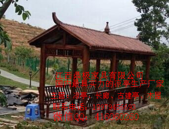 供應六角雙層涼亭/20米防腐木碳化實木長廊/3米雙層六角涼亭/廠家定制廊亭 古建徽派長廊