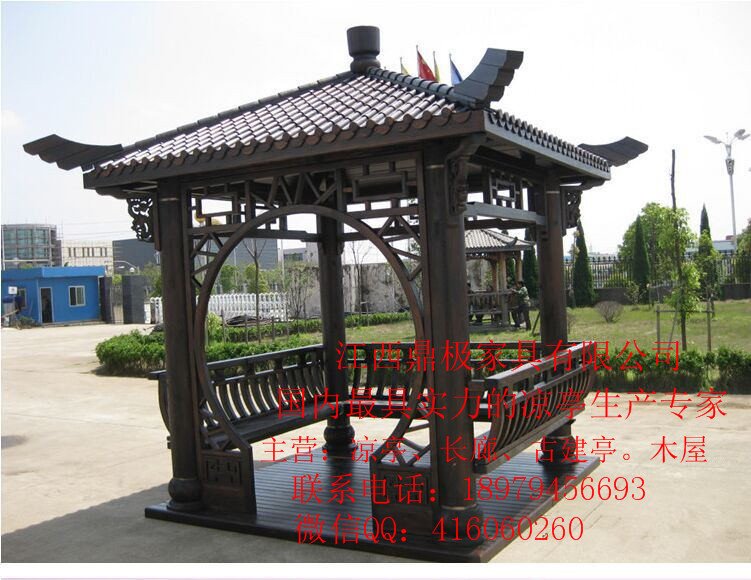 供應(yīng)涼亭設(shè)計(jì)/對(duì)開門圓門圓柱四角涼亭/定做涼亭設(shè)計(jì)的實(shí)木涼亭