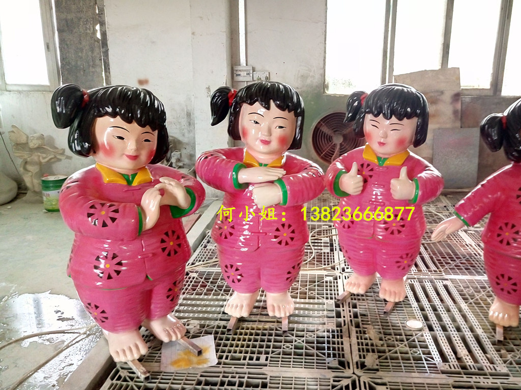 廠家供應(yīng)玻璃鋼中國娃娃卡通雕塑 卡通中國娃娃雕塑造型
