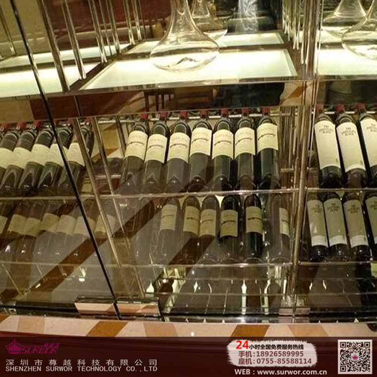 定制玫瑰金酒柜 不銹鋼酒架酒窖儲藏酒吧紅酒展示架