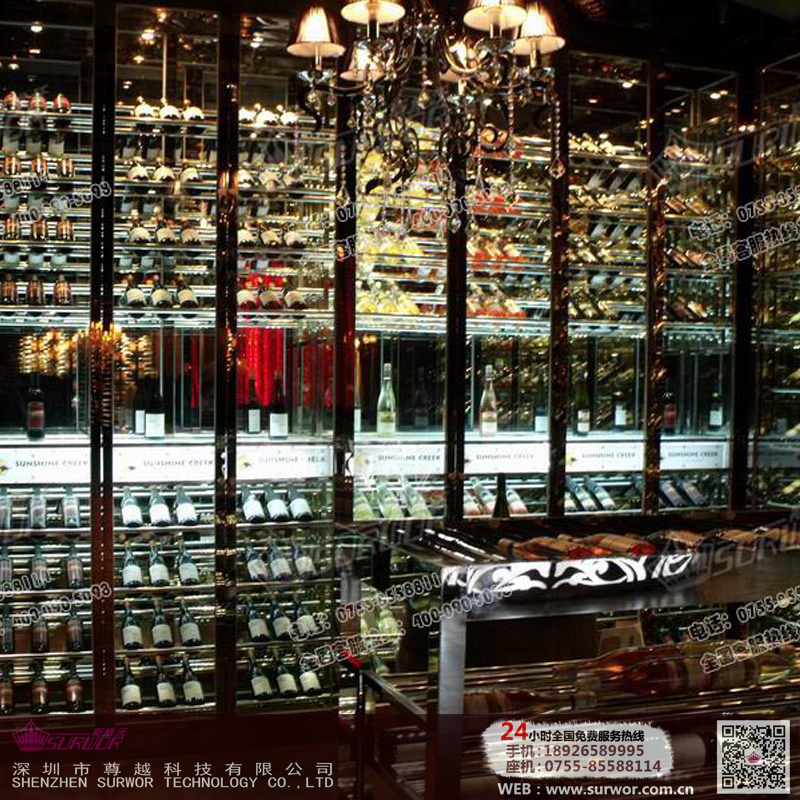 恒溫酒柜訂做 專業(yè)設(shè)計五*酒店不銹鋼酒柜酒架