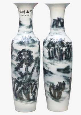 榆林陶瓷大花瓶直銷廠家   迎客松大型工藝品銷售廠家