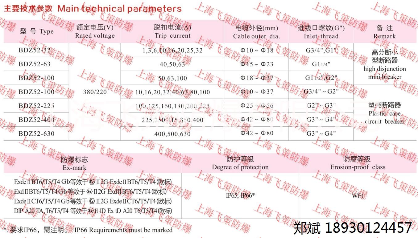廠用防爆斷路器BDZ52-40A 上海飛策防爆 價格廠家直銷