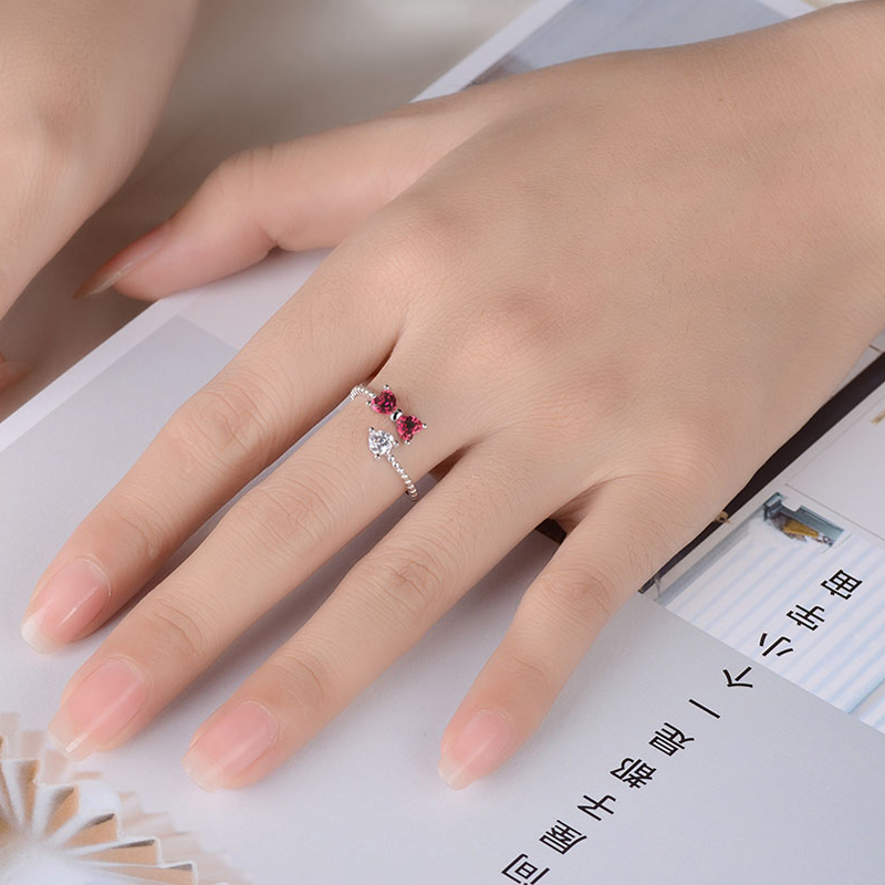 蝴蝶結(jié)時尚女戒925銀日韓流行甜美微鑲鉆飾品指環(huán)廠家直銷