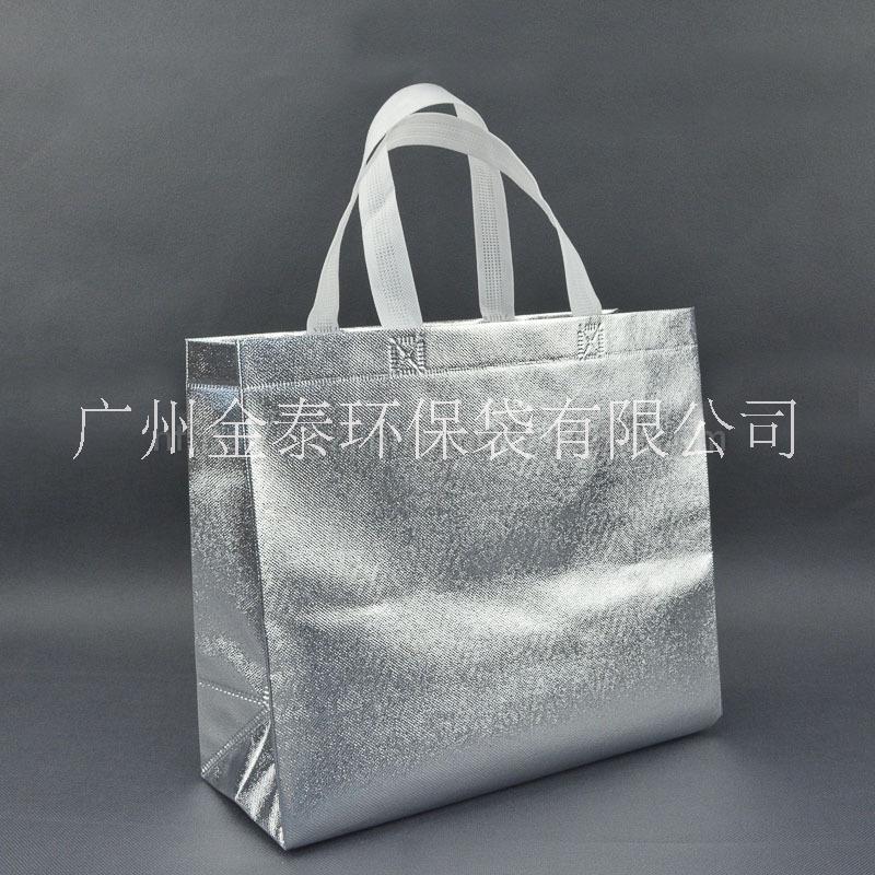 銀色覆膜一體無紡布袋廣告袋服裝袋