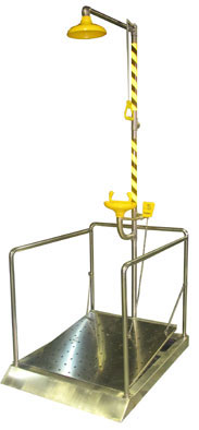 不銹鋼腳踏護(hù)欄型復(fù)合式洗眼器 BD-550