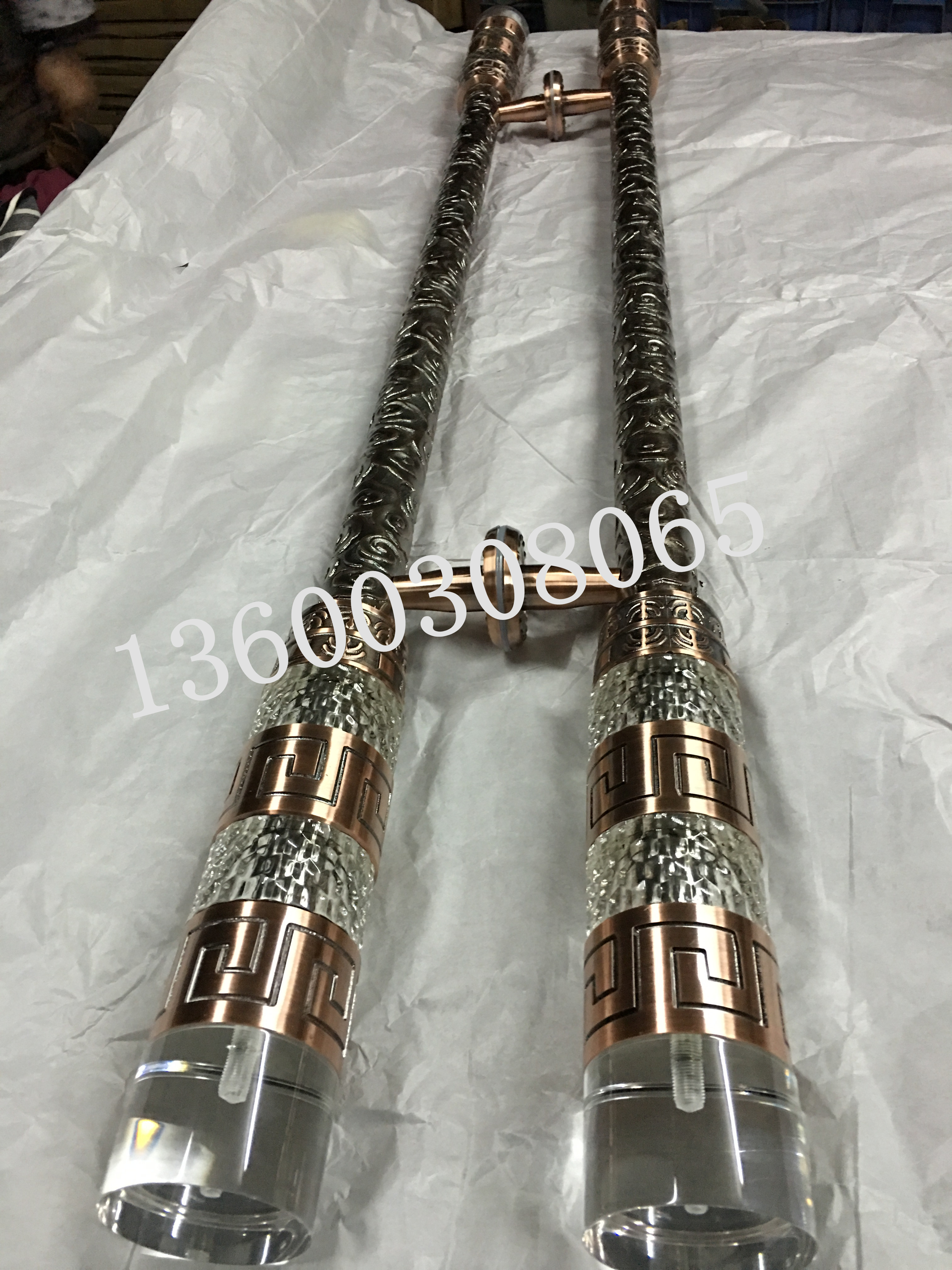 珠海別墅鋁管雕刻龍紋大門拉手定做廠家