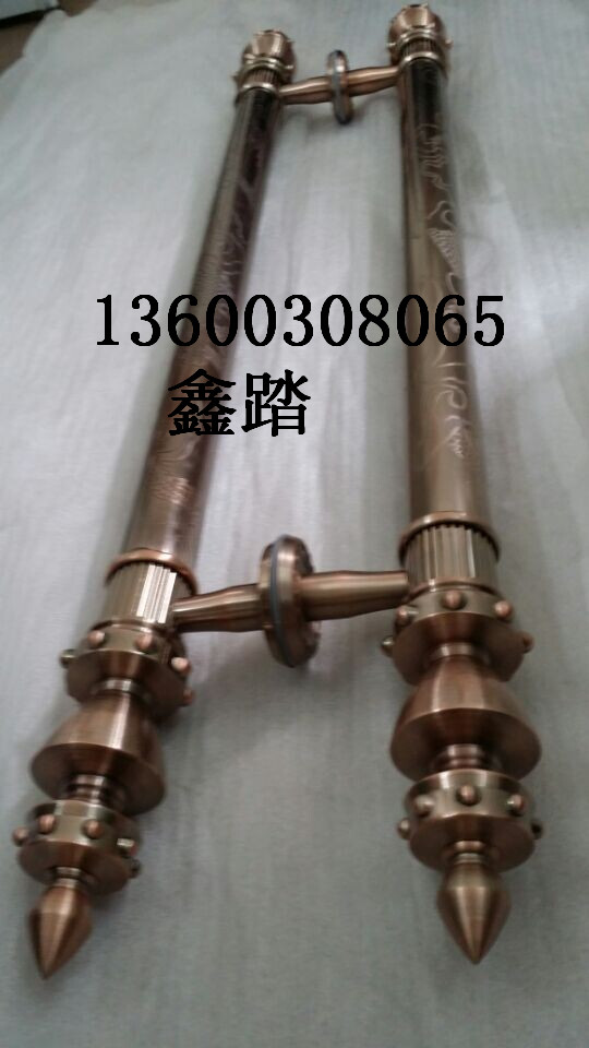歐式純銅腐蝕花紋大門拉手，異型純銅大門拉手定做