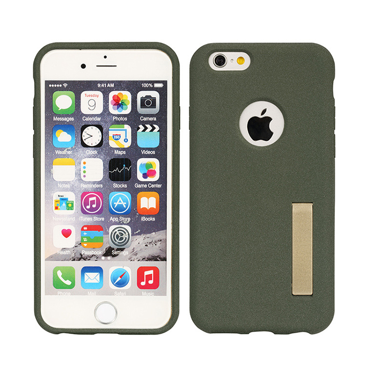 【托馬圖】廠家批發(fā) 絨毛漆噴砂支架手機(jī)殼 iPhone6/plus手機(jī)保護(hù)套