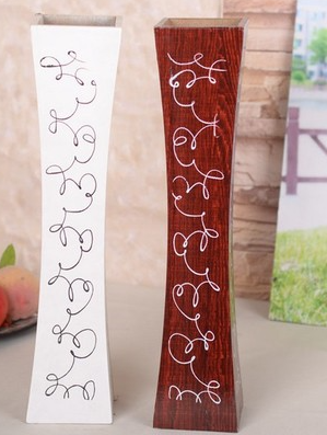高花瓶花筒 仿瓷木質(zhì)花瓶 插花落 木質(zhì)花瓶仿真