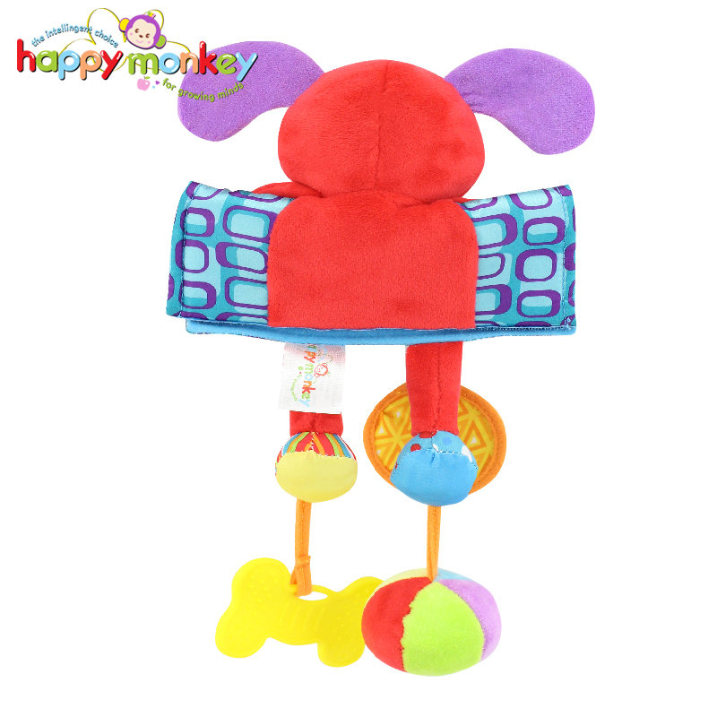 happymonkey嬰幼兒毛絨玩具掛飾公仔車床掛玩具車床掛飾品 動物車吊飾-紅的狗系列