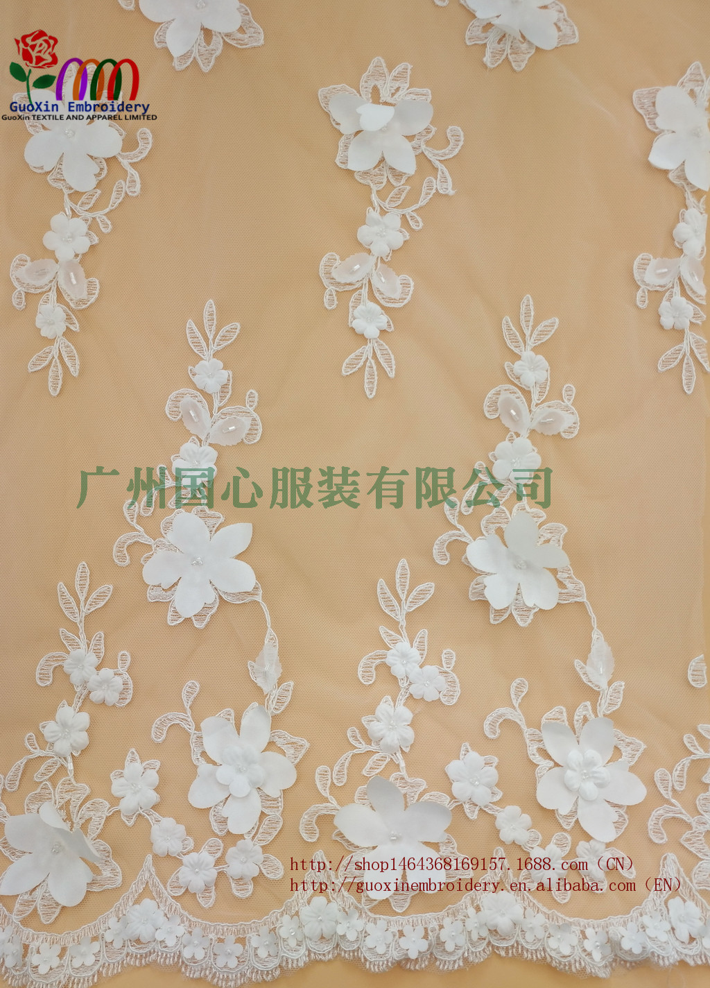 婚紗禮服蕾絲3D立體花  蕾絲花邊面料 時(shí)尚女裝面料