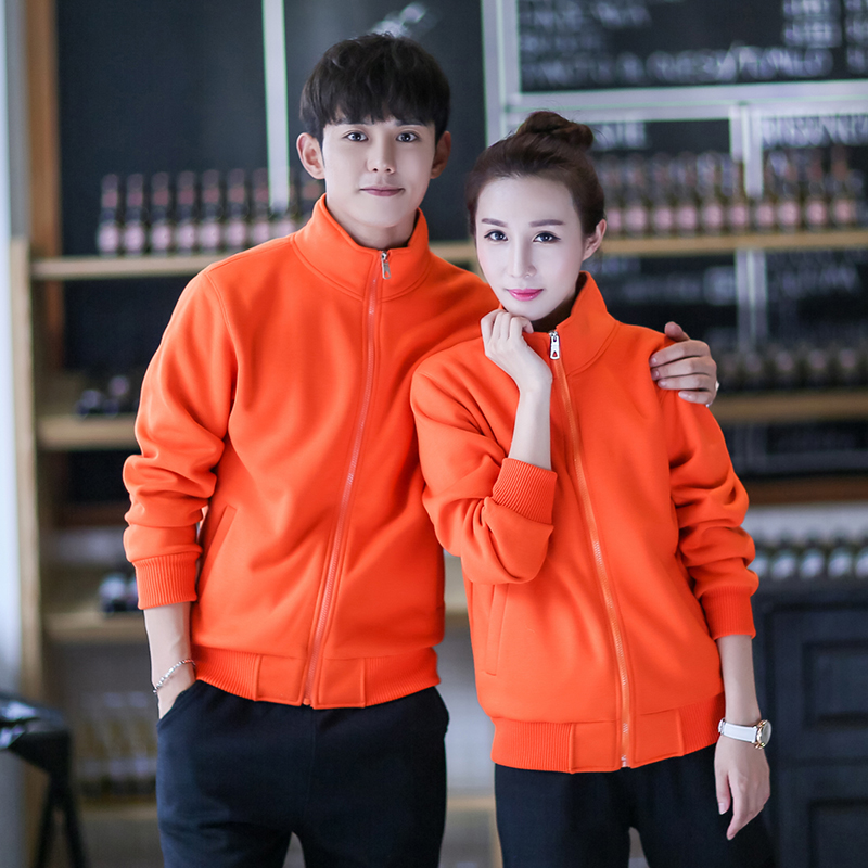 新款春秋冬裝加厚 羊羔絨純色立領(lǐng)拉鏈衛(wèi)衣外套時(shí)尚韓版休閑男女定制