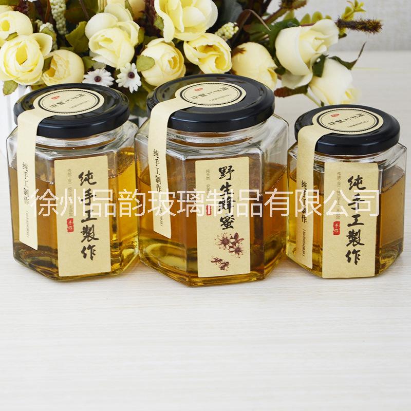廠家直銷280ml六棱密封玻璃瓶食品級高白料蜂蜜瓶泡菜玻璃瓶