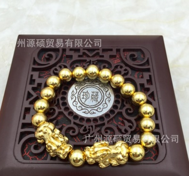 廠家直銷 厚金手鏈 越南沙金貔貅手鏈 雙貔貅霸氣男士手鏈一件代發(fā)