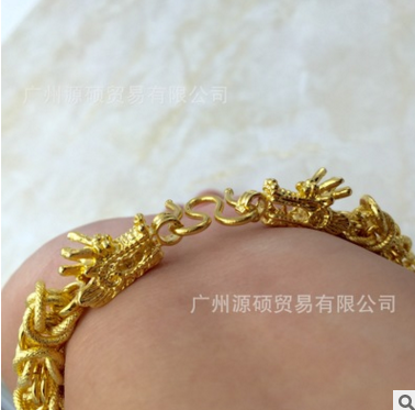 廠家直銷 厚金手鏈 越南沙金男手鏈沙金首飾 龍頭霸氣手鏈一件代發(fā)