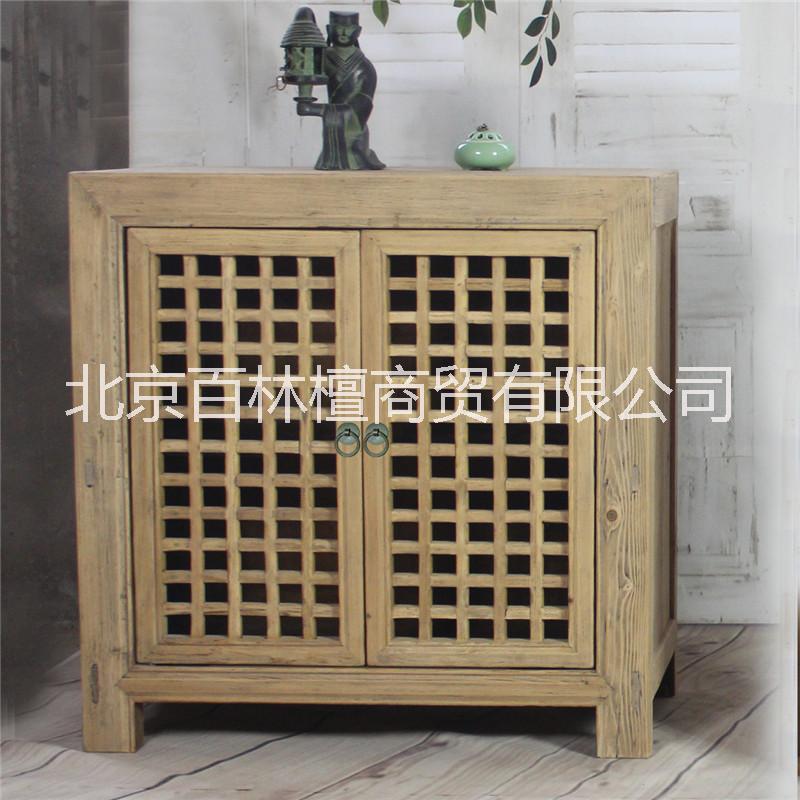 木*格柜子餐邊柜玄關(guān)柜實木家具新古典老松木儲物柜