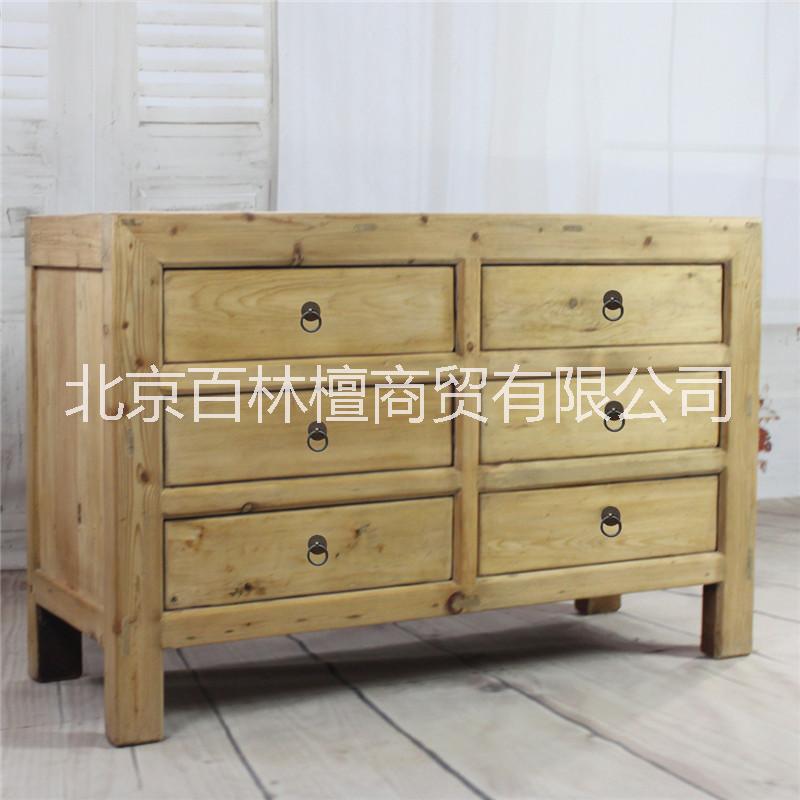 新中式復(fù)古全實(shí)木玄關(guān)柜 6斗柜抽屜儲(chǔ)物柜收納邊柜 廚房柜門廳柜
