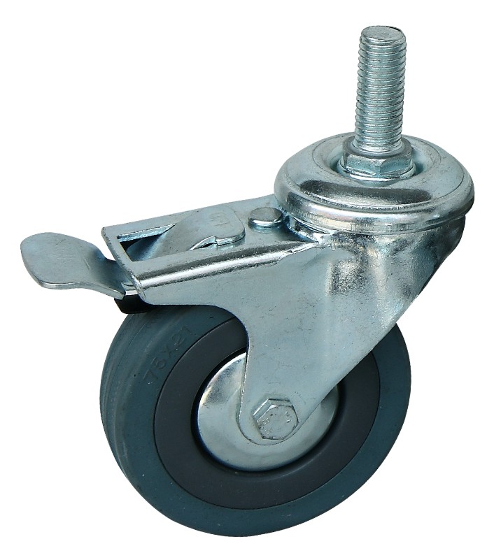 3寸灰橡膠剎車輪 3寸灰橡膠剎車輪廣東 腳輪萬向輪3寸灰橡膠剎車輪