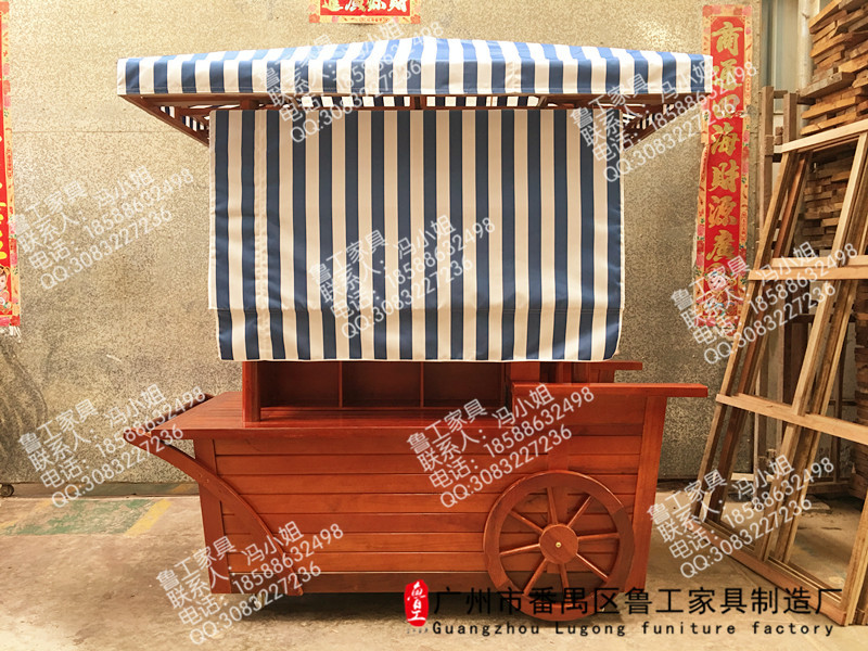 防腐木售貨車 售貨亭 手推售貨車
