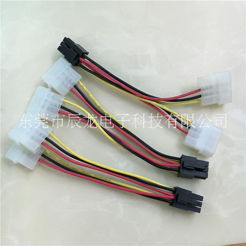 顯卡電源線 轉(zhuǎn)接線 顯卡供電線 大4P轉(zhuǎn)6P 一分二線 辰龍電子