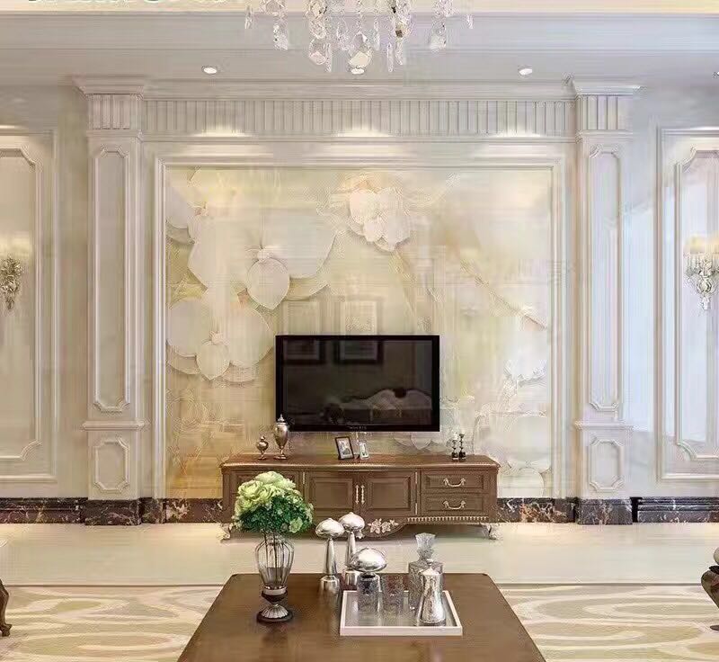 電視背景墻，石材羅馬柱