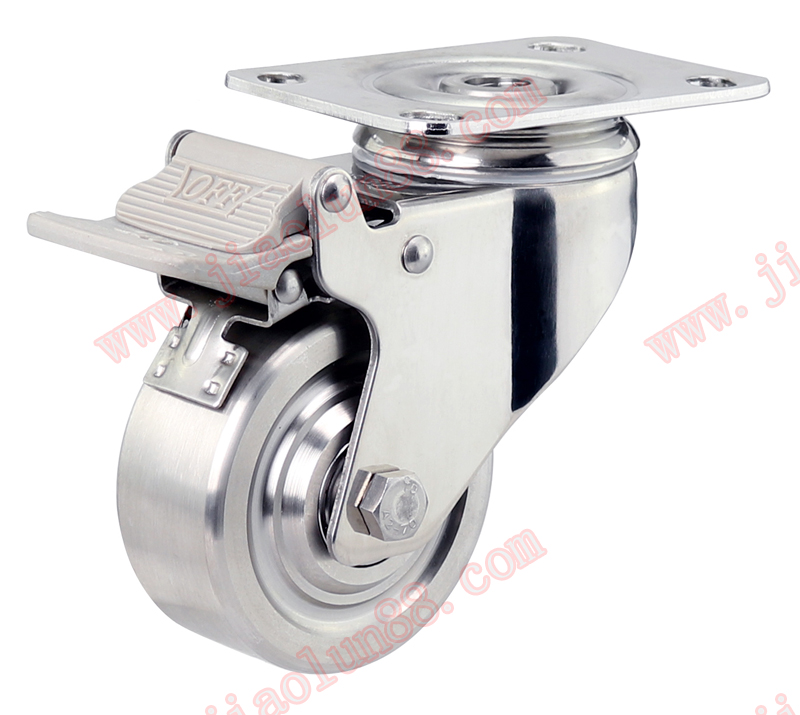 SUS304全不銹鋼萬向腳輪廠家  3寸4寸5寸全不銹鋼萬向剎車腳輪