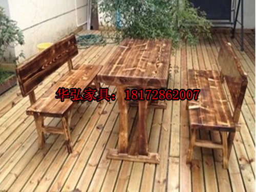 戶外休閑桌椅訂做，防腐木桌椅，碳化色桌椅