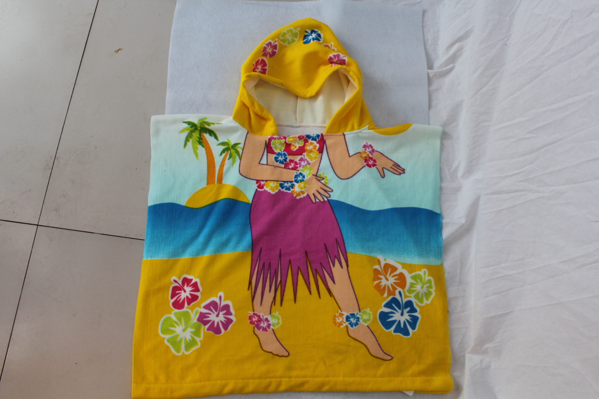 純棉兒童百變沙灘巾可愛(ài)斗篷浴披