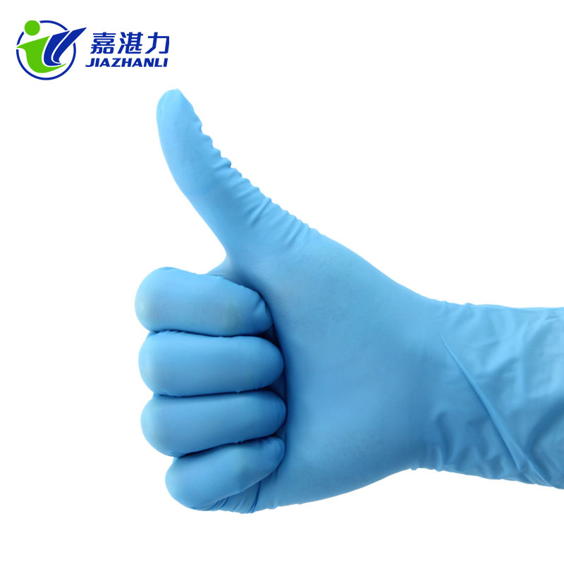 廠家批發(fā)無粉耐磨藍色一次性丁晴手套 防滑防酸堿實驗室丁腈手套 一次性丁腈手套