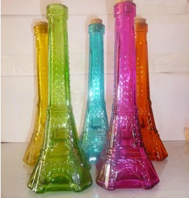 彩色鐵塔瓶  彩色玻璃巴黎埃菲爾鐵塔 許愿漂流瓶 幸運星瓶