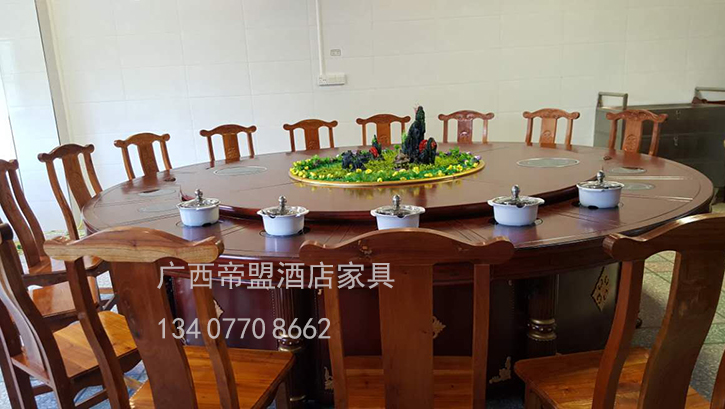廣西*酒店家自動(dòng)餐桌 豪華電動(dòng)餐桌飯店餐廳包廂宴會(huì)橡木大圓桌批發(fā)定制