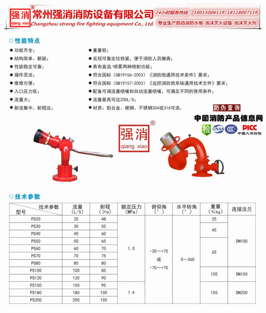 江蘇常州強(qiáng)消供應(yīng)手動(dòng)消防水炮（不銹鋼）*惠