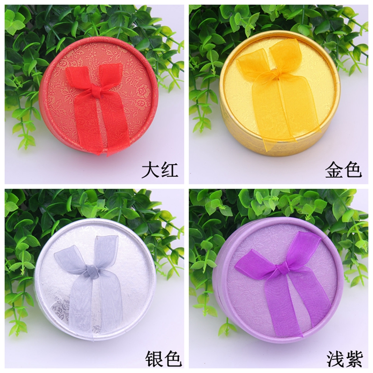 爆款現(xiàn)貨蝴蝶結(jié)圓形首飾盒銀飾品包裝盒 手鐲禮品盒大圓盒批發(fā)